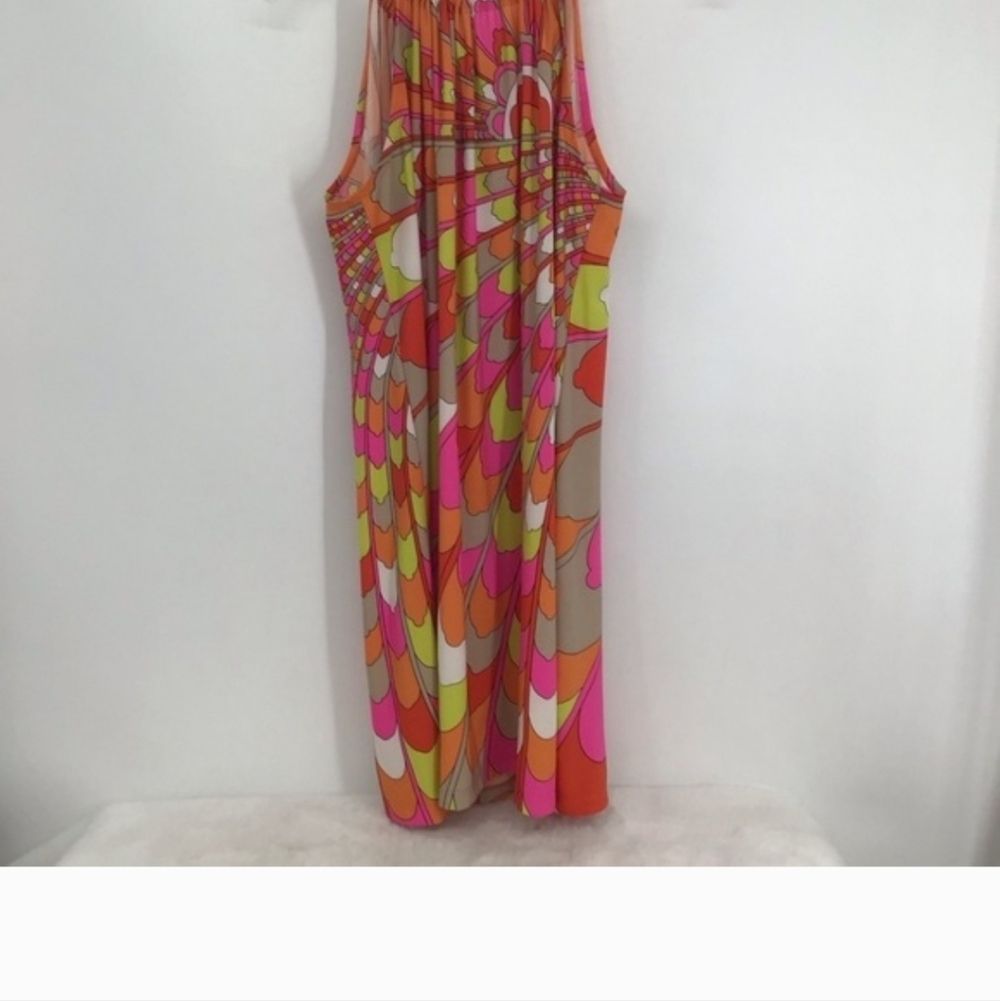 Trina Turk Retro Mod Stretch Mini Halter Summer Dress Beach Resort Pink Size 8 - Picture 4 of 7
